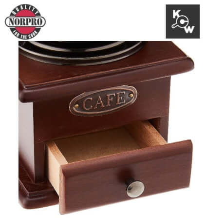 เครื่องบดกาแฟแบบมือหมุนคลาสสิก Norpro 5548 สีไม้เกาลัด_6